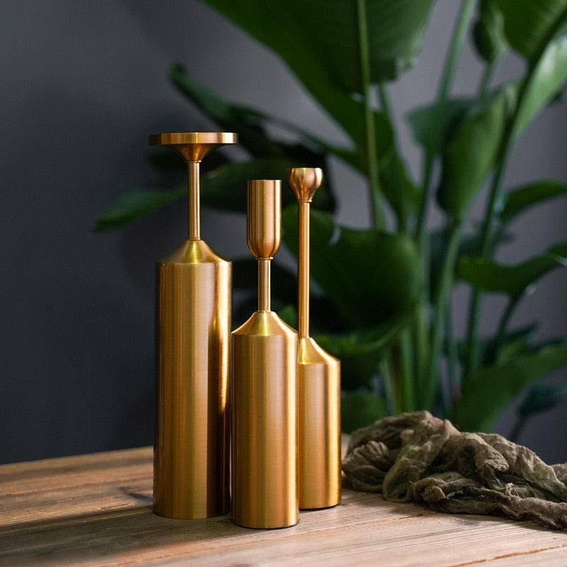 Gold Candle Holders in Six Heights, Singles or Sets, view 5