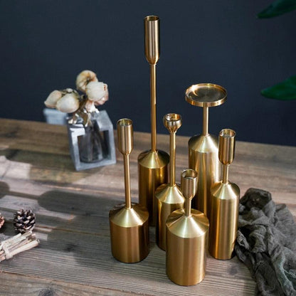 Gold Candle Holders in Six Heights, Singles or Sets, view 4