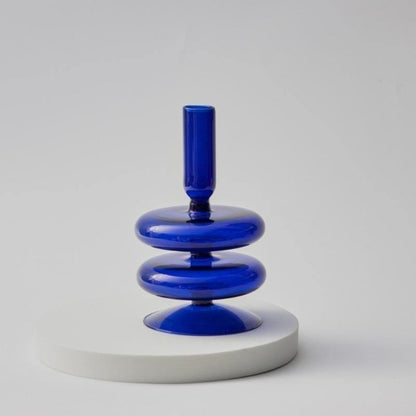 Blue Glass Taper Candle Holder in Seven Shapes, view 7