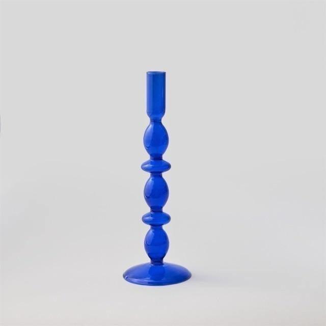Blue Glass Taper Candle Holder in Seven Shapes, view 10