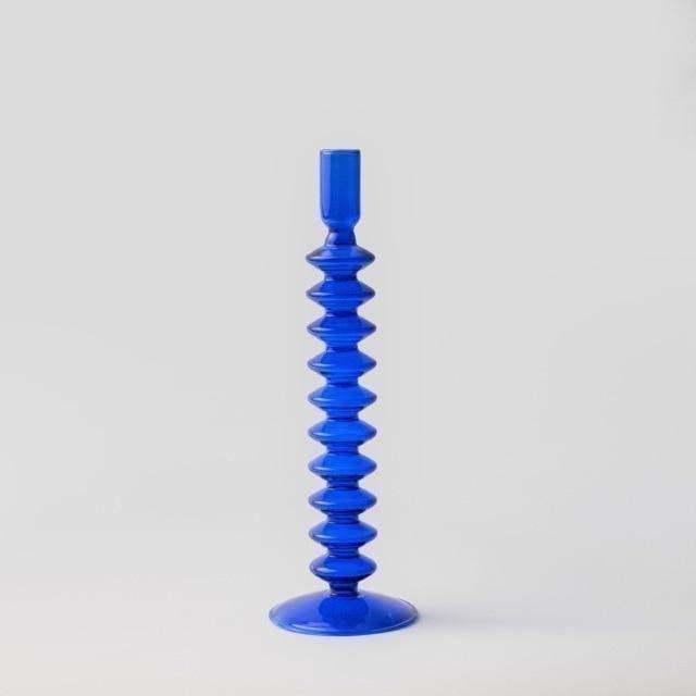 Blue Glass Taper Candle Holder in Seven Shapes, view 11