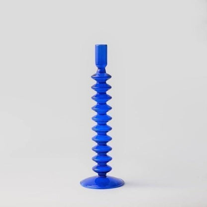 Blue Glass Taper Candle Holder in Seven Shapes, view 11