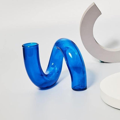 Blue Glass Taper Candle Holder in Seven Shapes, view 13