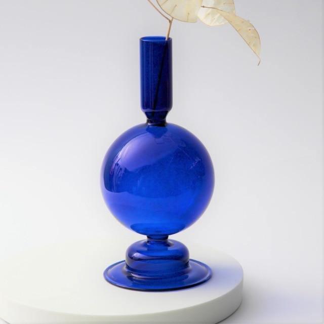 Blue Glass Taper Candle Holder in Seven Shapes, view 12