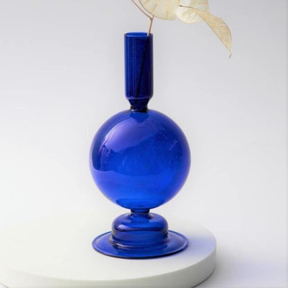 Blue Glass Taper Candle Holder in Seven Shapes, view 12