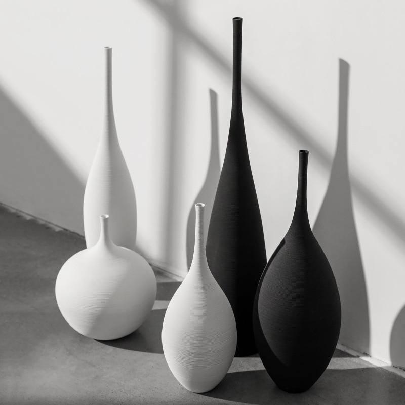 Slim Textured Ceramic Vases, White or Black, view 2