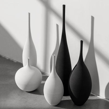 Slim Textured Ceramic Vases, White or Black, view 2