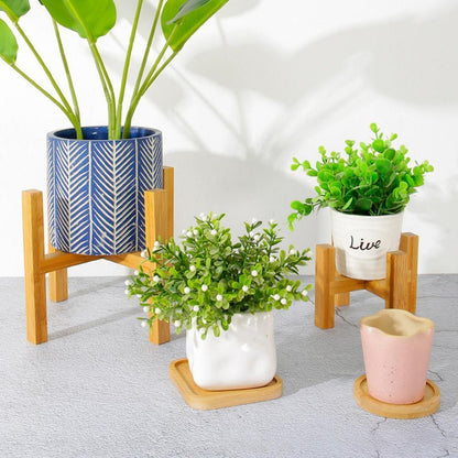 Bamboo Plant Stand with Four Leg Base, view 7