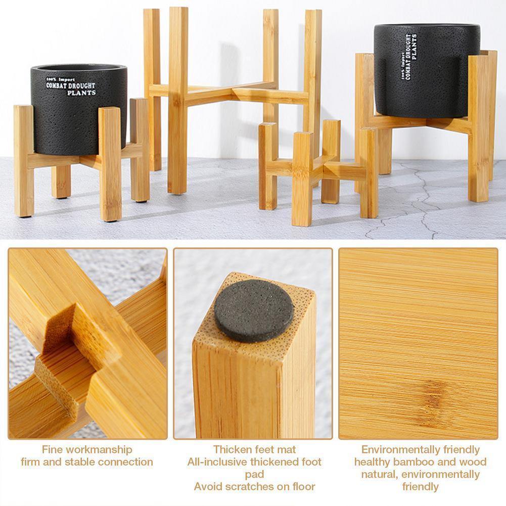 Bamboo Plant Stand with Four Leg Base, view 13