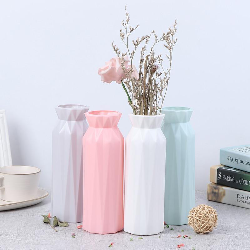 Angular Geometric Plastic Bud Vase, Four Colors