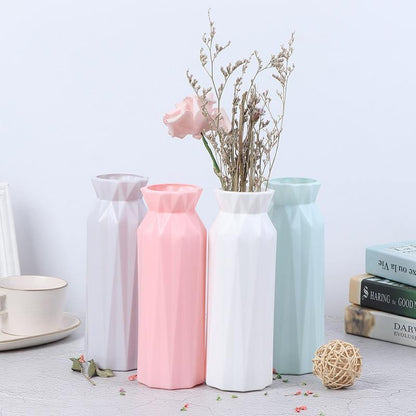 Angular Geometric Plastic Bud Vase, Four Colors