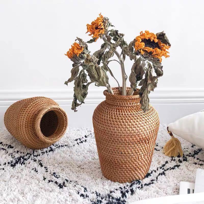 Hand Woven Rattan Vase for Dried Flowers, view 16