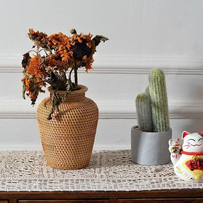 Hand Woven Rattan Vase for Dried Flowers, view 7