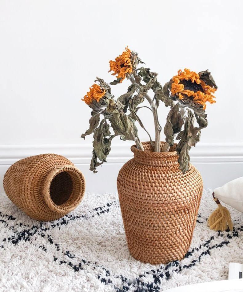 Hand Woven Rattan Vase for Dried Flowers, view 13