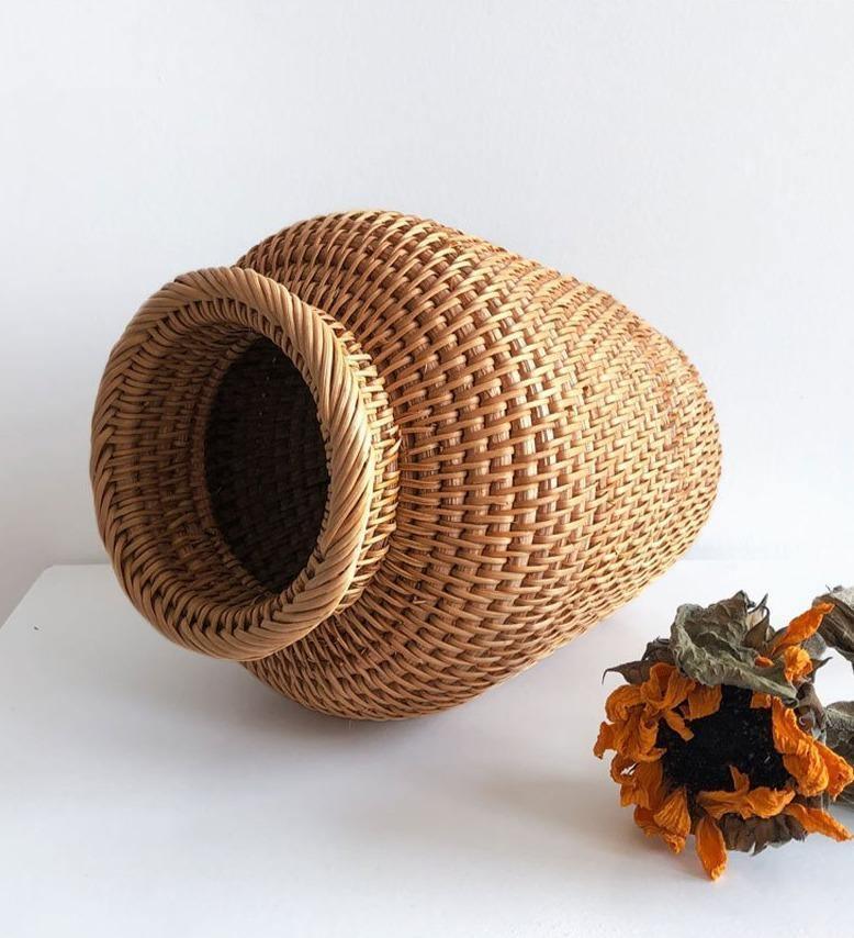 Hand Woven Rattan Vase for Dried Flowers, view 3