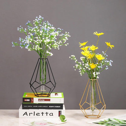 Iron Frame Flower Vase with Removable Glass Tube, view 7