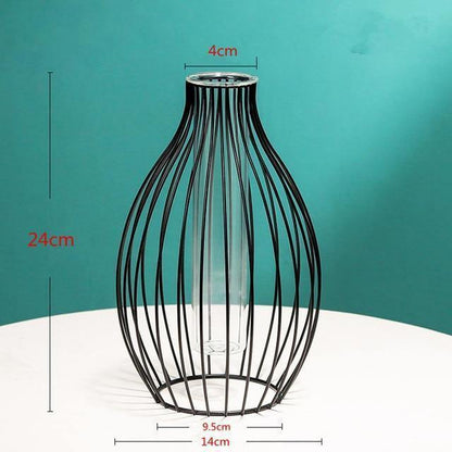 Iron Frame Flower Vase with Removable Glass Tube, view 11