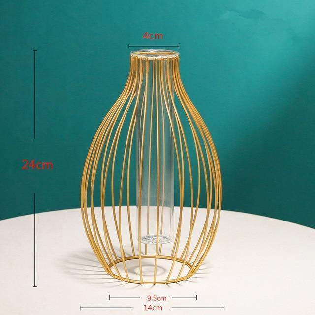Iron Frame Flower Vase with Removable Glass Tube, view 12