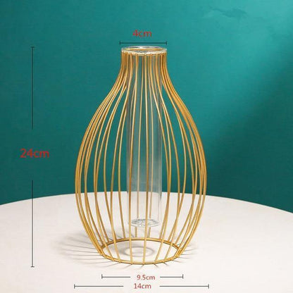 Iron Frame Flower Vase with Removable Glass Tube, view 12