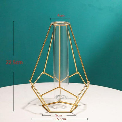 Iron Frame Flower Vase with Removable Glass Tube, view 13