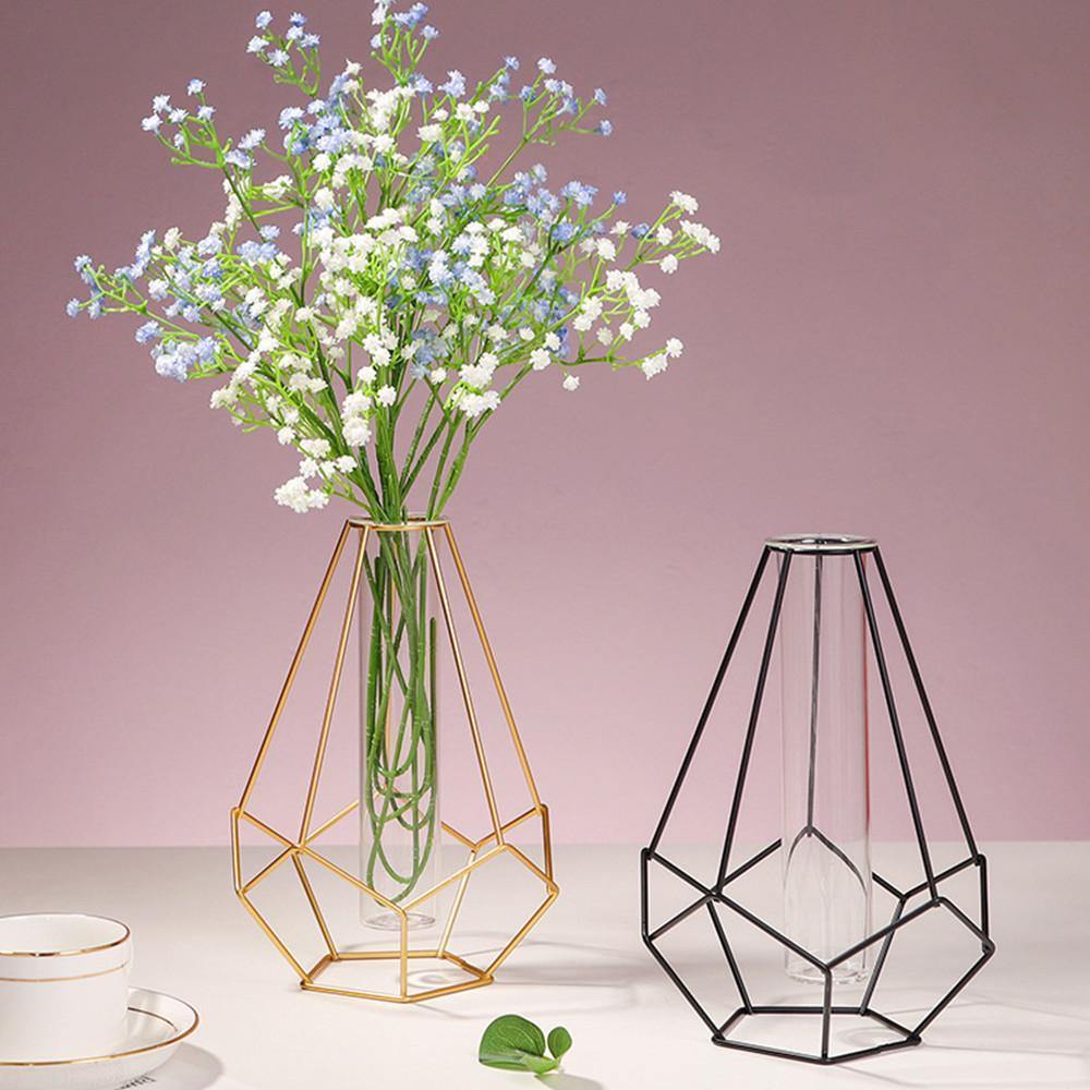 Iron Frame Flower Vase with Removable Glass Tube, view 9