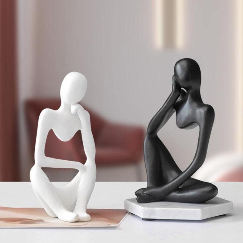 Abstract Thinker Resin Figurine, 5.1 in Tall