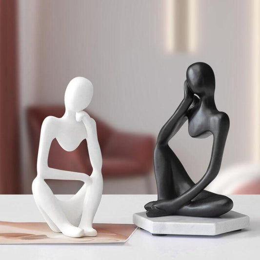 Abstract Thinker Resin Figurine, 5.1 in Tall