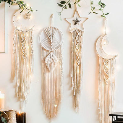 Cotton Macrame Wall Hanging on a Bamboo Peg, Four Styles