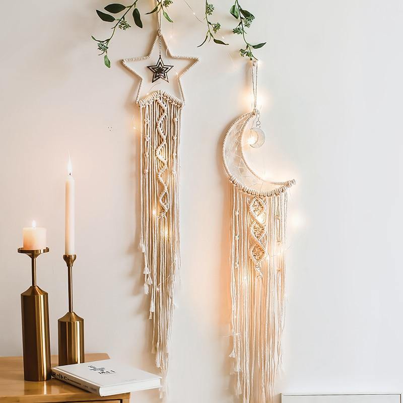 Cotton Macrame Wall Hanging on a Bamboo Peg, Four Styles, view 2