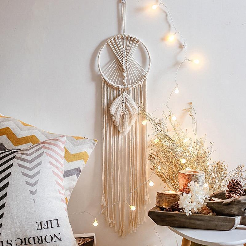 Cotton Macrame Wall Hanging on a Bamboo Peg, Four Styles, view 10