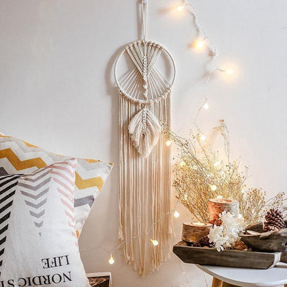 Cotton Macrame Wall Hanging on a Bamboo Peg, Four Styles, view 10
