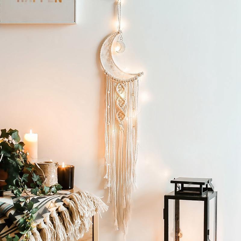 Cotton Macrame Wall Hanging on a Bamboo Peg, Four Styles, view 9