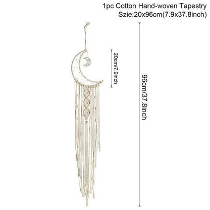 Cotton Macrame Wall Hanging on a Bamboo Peg, Four Styles, view 16