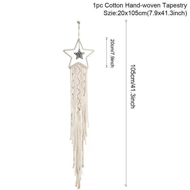 Cotton Macrame Wall Hanging on a Bamboo Peg, Four Styles, view 14