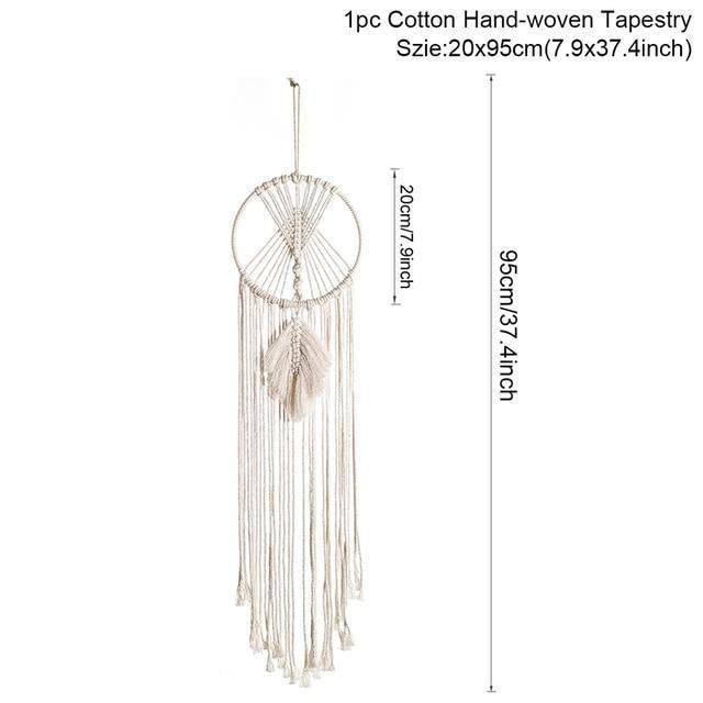 Cotton Macrame Wall Hanging on a Bamboo Peg, Four Styles, view 15