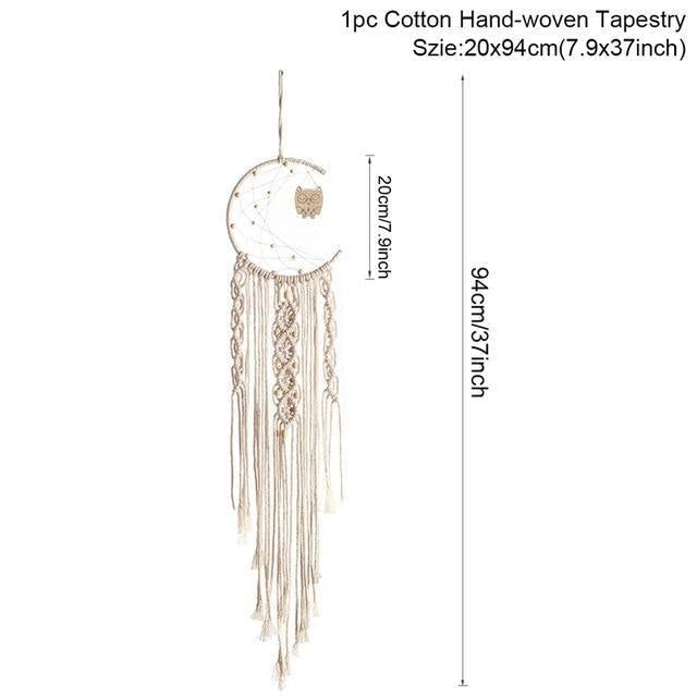 Cotton Macrame Wall Hanging on a Bamboo Peg, Four Styles, view 12