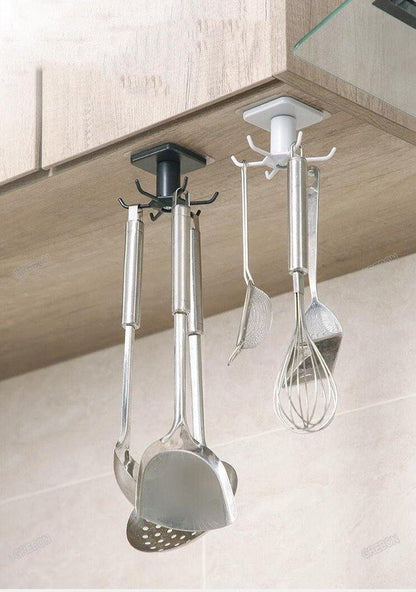 Rotating Under-Cabinet Utensil Rack with 6 Hooks, view 4