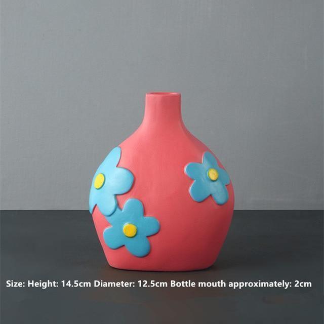 Flower Cutout Ceramic Vase, Six Colors and Sizes, view 8