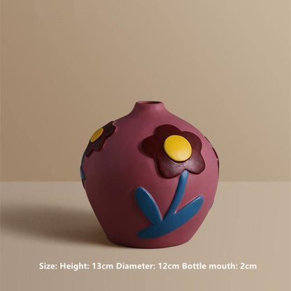 Flower Cutout Ceramic Vase, Six Colors and Sizes, view 19