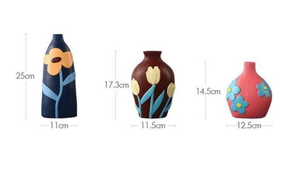 Flower Cutout Ceramic Vase, Six Colors and Sizes, view 25