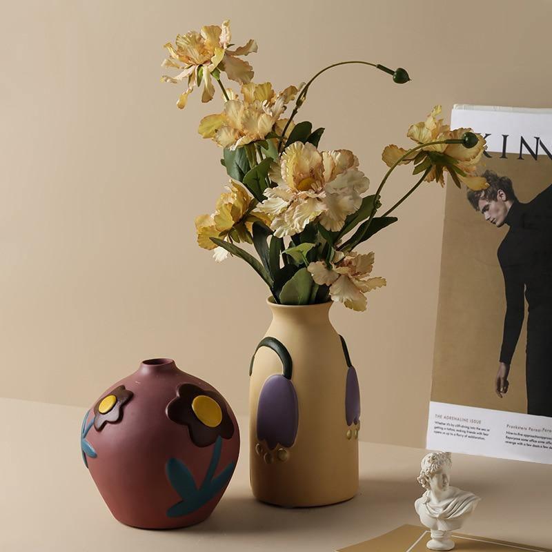 Flower Cutout Ceramic Vase, Six Colors and Sizes, view 12