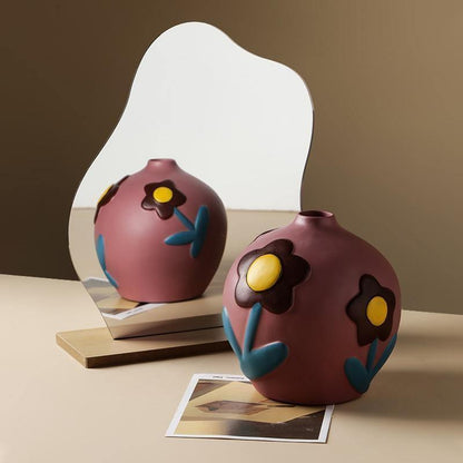 Flower Cutout Ceramic Vase, Six Colors and Sizes, view 24