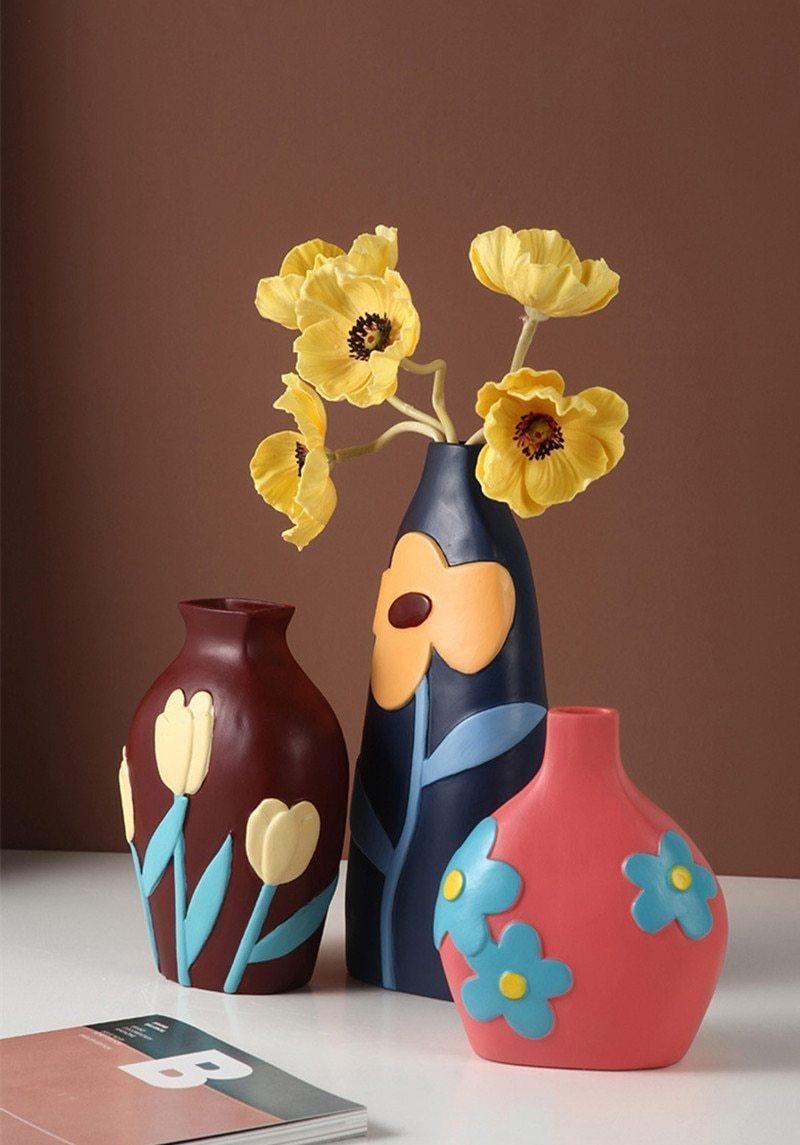 Flower Cutout Ceramic Vase, Six Colors and Sizes, view 9