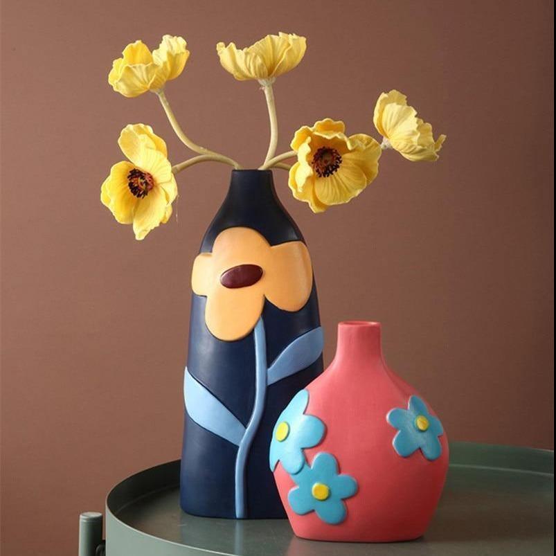 Flower Cutout Ceramic Vase, Six Colors and Sizes, view 3