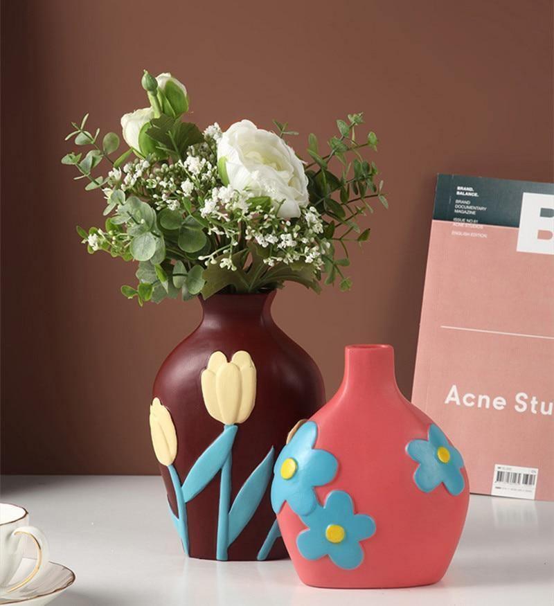 Flower Cutout Ceramic Vase, Six Colors and Sizes, view 11