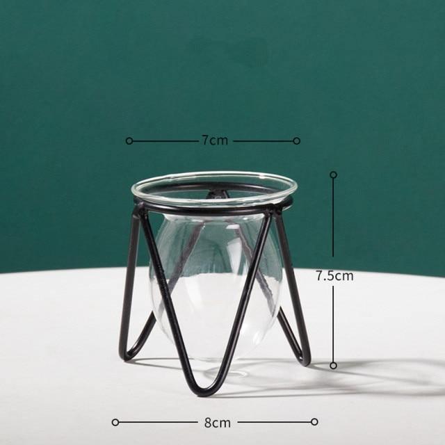Glass Propagation Vase on a Geometric Iron Stand, view 11
