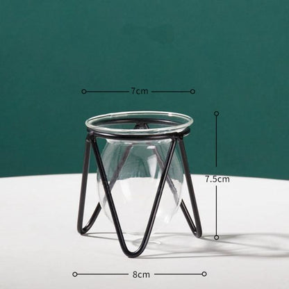 Glass Propagation Vase on a Geometric Iron Stand, view 11