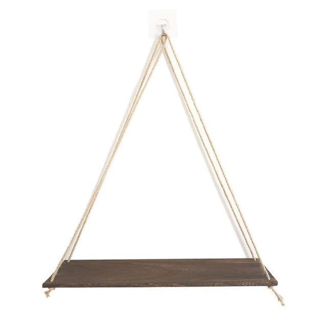 Rope Hung Wooden Wall Shelf, 13.8 in, view 7