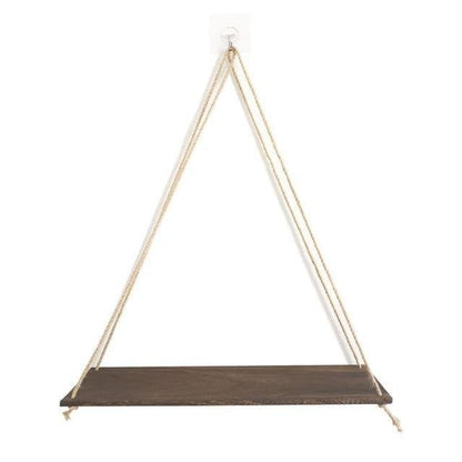 Rope Hung Wooden Wall Shelf, 13.8 in, view 7