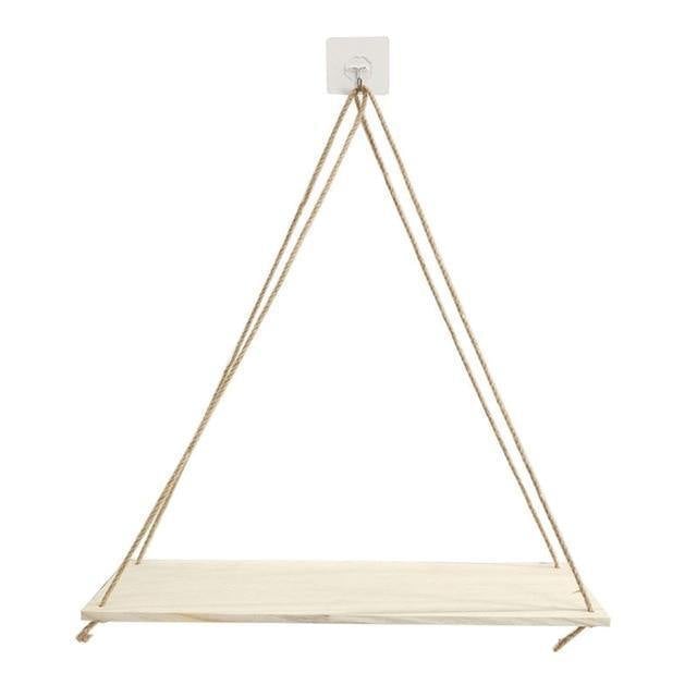 Rope Hung Wooden Wall Shelf, 13.8 in, view 6
